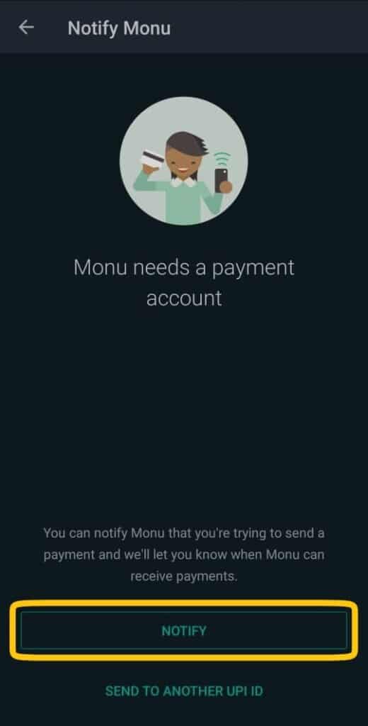 How to activate whatsapp payment by sending payment notification